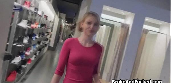  Sexy shop assistant blows for extra cash